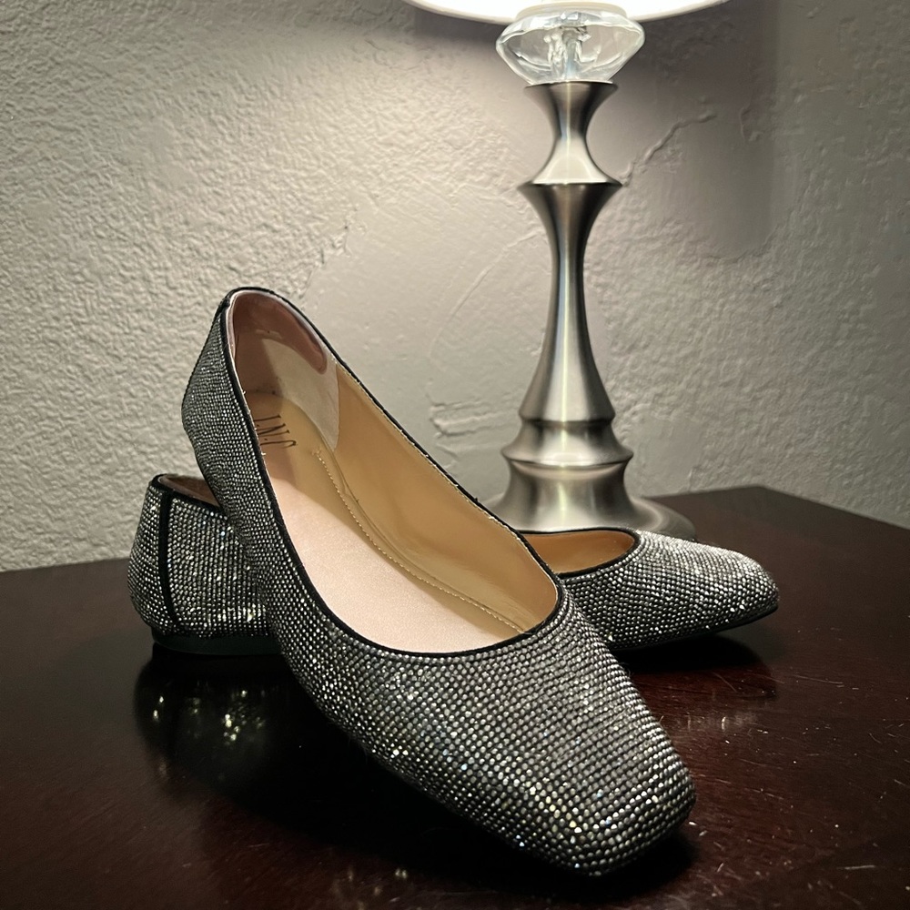 INC dark crystal ballet flats. Square toe, Size 10